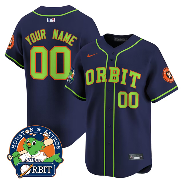 Men's Houston Astros ACTIVE PLAYER Custom Navy Orbit Patch Limited Stitched Baseball Jersey Men's Houston Astros ACTIVE PLAYER Custom Navy Orbit Patch Limited Stitched Baseball Jersey